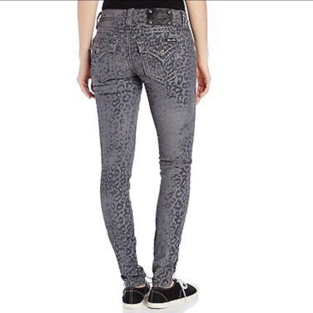 Miss Me Gray Velvet Leopard Print Skinny Jeans